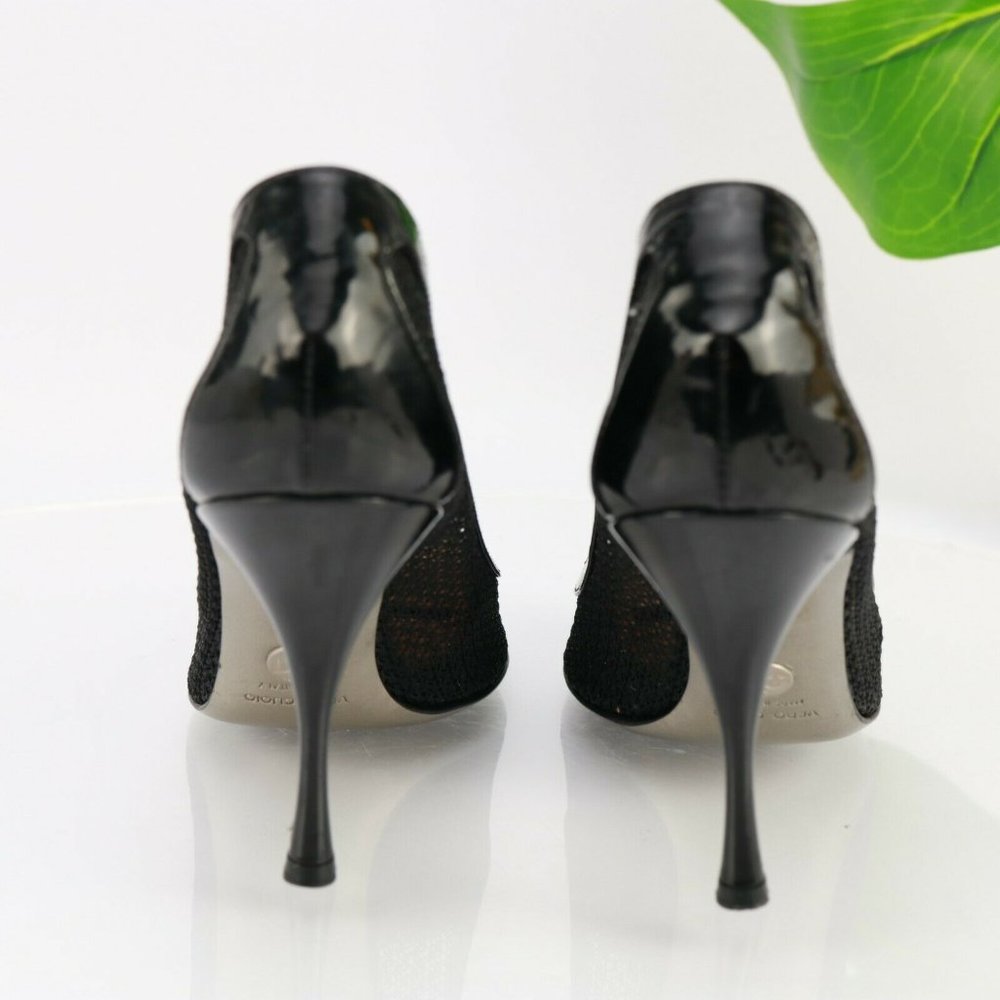 Dolce & Gabbana Women Dress Pump Size 9 Black Patent Leather Mesh Stiletto Heels - Picture 6 of 12